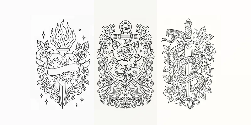 Tattoo Coloring Books For Adults