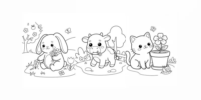 Kawaii Kids Coloring Pages