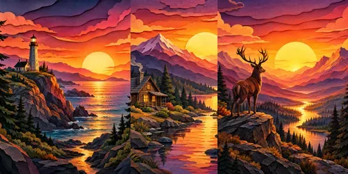 Sunset Layered Landscape Art generated by chatgpt-image