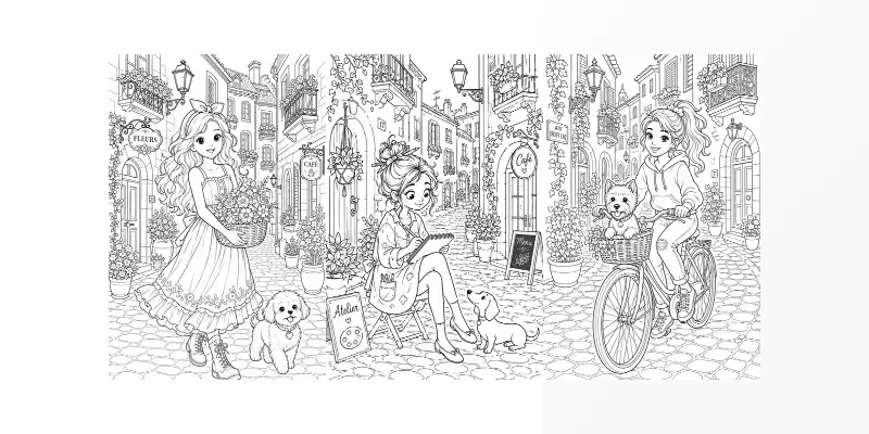 Alley Girls Stories Coloring Book Pages generated by undefined