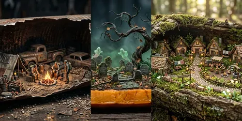 Hyperrealistic Miniature Dioramas generated by gemini-image