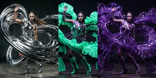Avantgarde Kinetic Fashion Sculptures generated by gemini-image