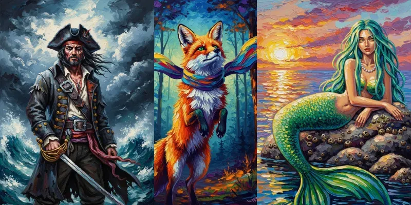 Impasto Oil Painting Characters Clipart generated by undefined