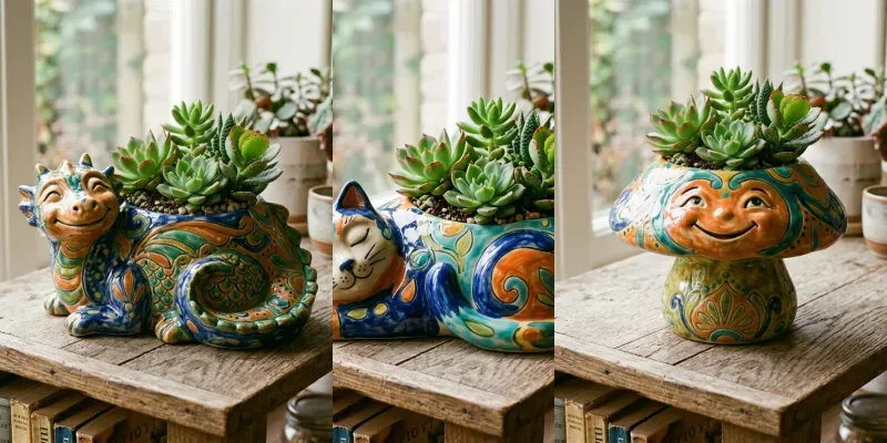 Whimsical Ceramic Creature Planters generated by undefined