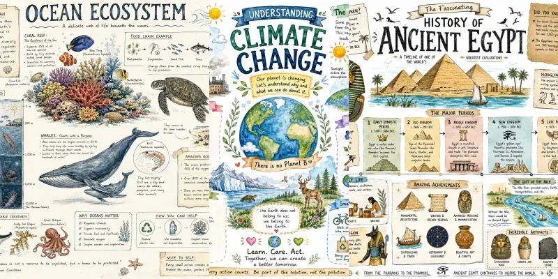 Whimsical Educational Infographics generated by undefined