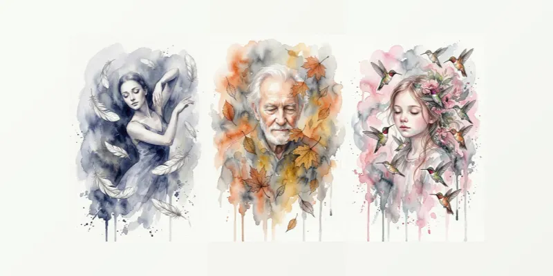 Ethereal Watercolor Nature Portraits generated by undefined
