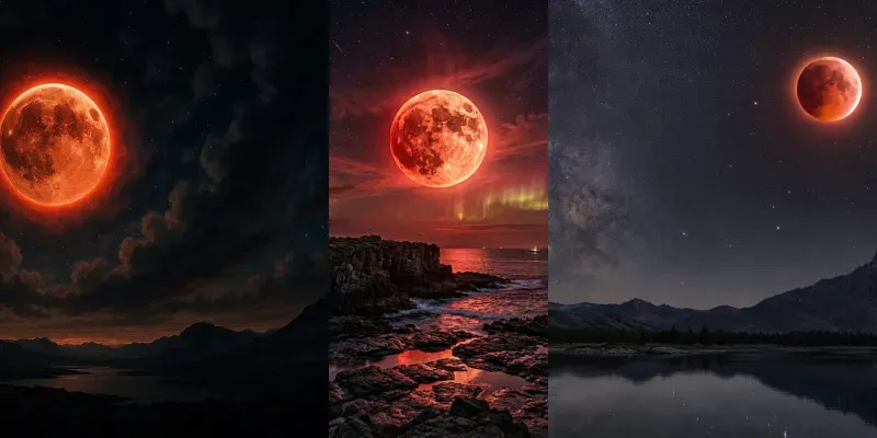 Cinematic Blood Moon Lunar Eclipse Art generated by undefined
