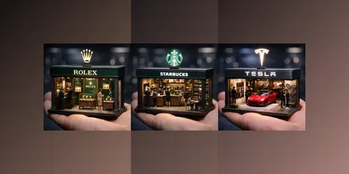 Miniature Luxury Brand Stores With Logos generated by chatgpt-image