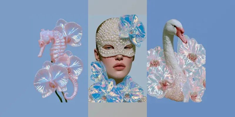 Iridescent Liquid Glass Editorials generated by undefined
