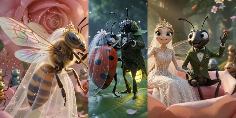Whimsical Insect Wedding Videos generated by undefined