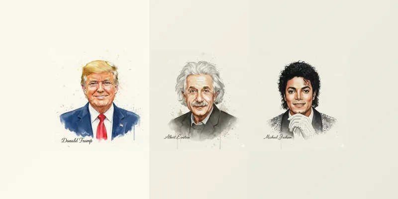 Watercolor Portraits Of Famous People generated by undefined