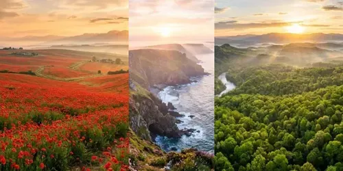 Cinematic Spring Aerial Landscapes generated by gemini-image