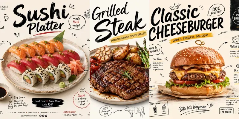 Doodle Food Poster Creators generated by undefined