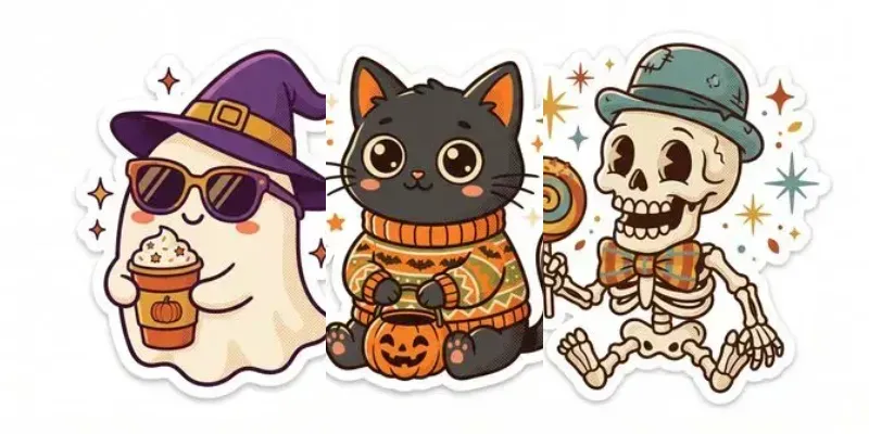 Cute Retro Halloween Diecut Stickers