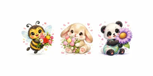 Cute Animal Flower Illustration Packs generated by chatgpt-image
