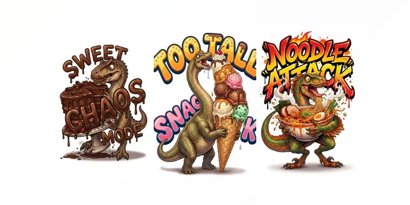 Funny Dino Food Tshirts generated by undefined