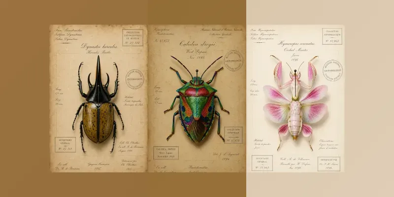 Vintage Entomology Insect Specimen Art generated by undefined