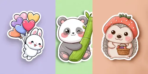 Kawaii Baby Animals Sticker Pack Creators generated by midjourney