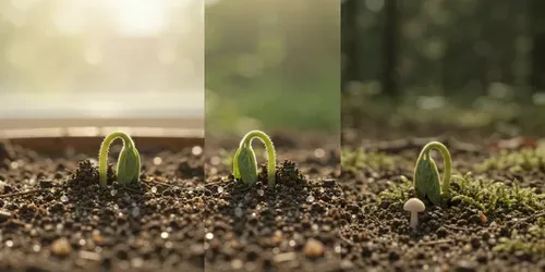 Cinematic Macro Seedling Growth Videos generated by veo