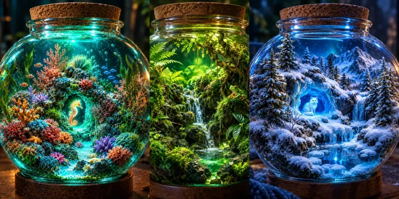 Glass Terrarium Ecosystem Art