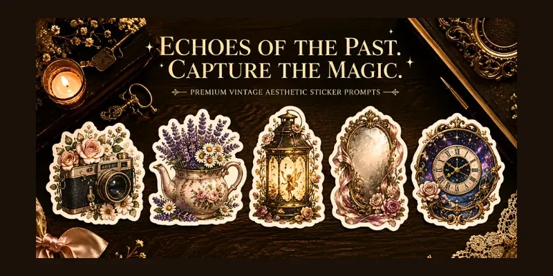 Vintage Aesthetic Sticker Clip Art generated by undefined