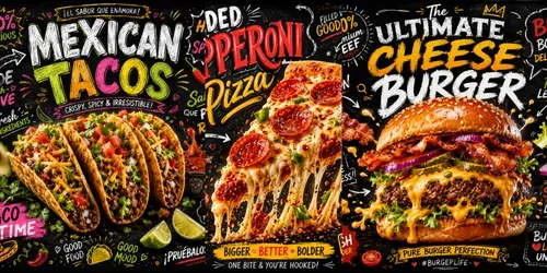 Chalkboard Food Pop Art Sets generated by chatgpt-image
