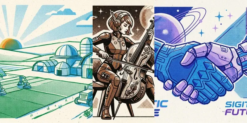 Retrofuturistic Risograph Illustrations generated by undefined