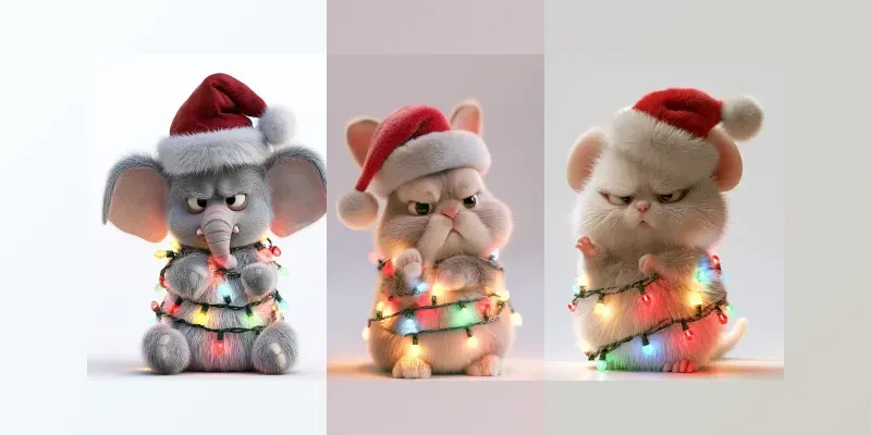 3D Christmas Lights Animals