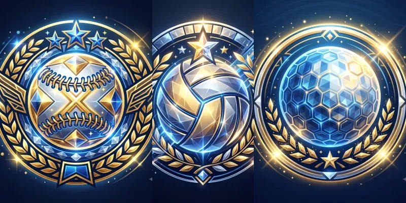 Modern Glowing Athletic Ball Emblems generated by undefined