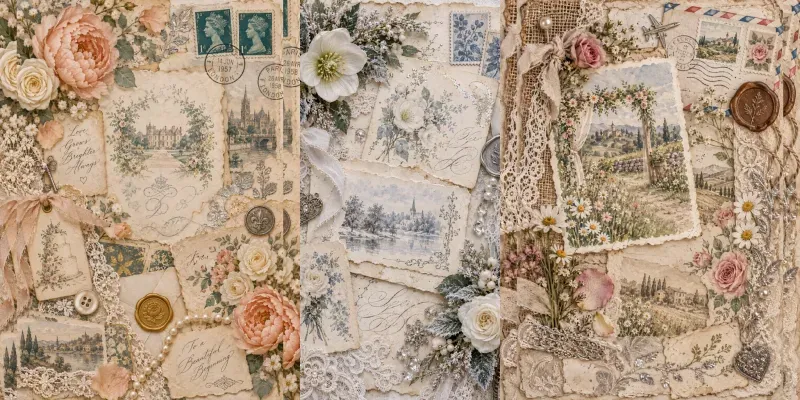 Vintage Wedding Ephemera Page Builders