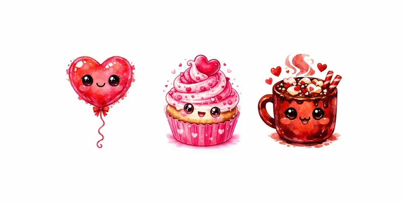 Cute Kawaii Valentine Clipart generated by undefined