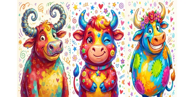 Shiny Cute Bulls Illustrations generated by undefined
