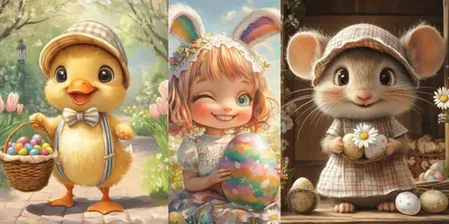 Whimsical Easter Characters generated by midjourney