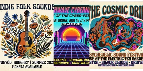 Retro Risograph Concert Posters generated by gemini-image