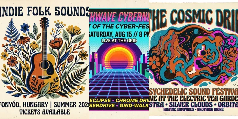 Retro Risograph Concert Posters generated by undefined