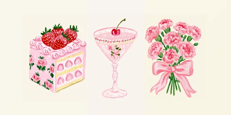 Preppy Coquette Painted Clipart generated by undefined