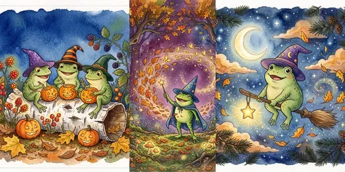 Halloween Frog Watercolor Storybook Art generated by gemini-image