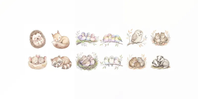 Watercolor Baby Woodland Animals generated by undefined