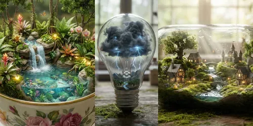 Surreal Miniature Worlds generated by gemini-image
