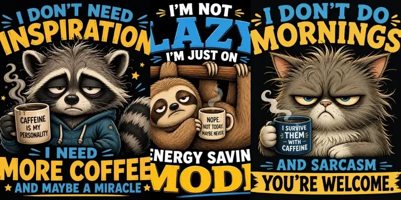 Sleepy Mood Sarcastic Cartoon Designs generated by undefined