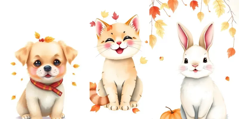 Cute Autumn Boho Characters Clipart generated by undefined