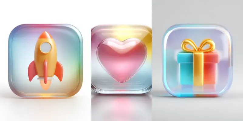 Glossy Glass 3D App Icons generated by undefined