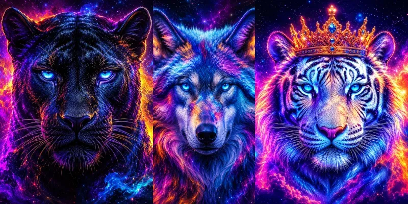 Psychedelic Neon Animal Portraits generated by undefined