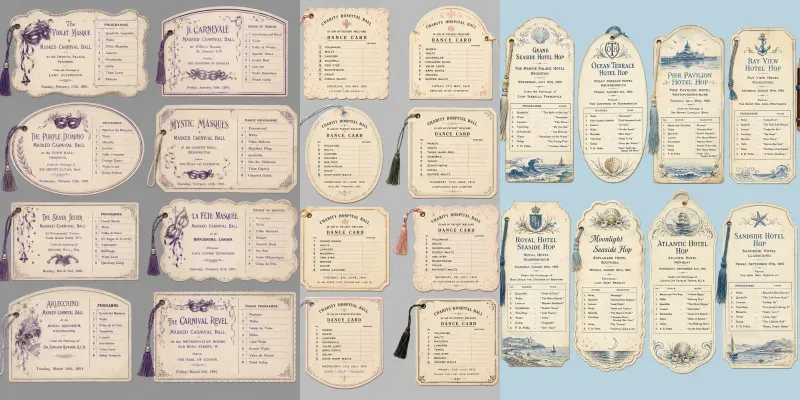 Ball Dance Card Ephemera Sheets generated by undefined