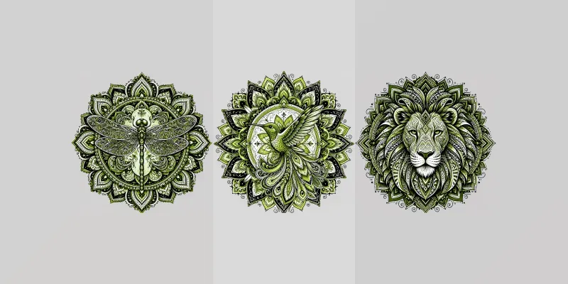 Elegant Green Mandala Artworks generated by undefined