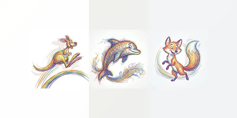 Rainbow Scribble Joy Animals generated by undefined