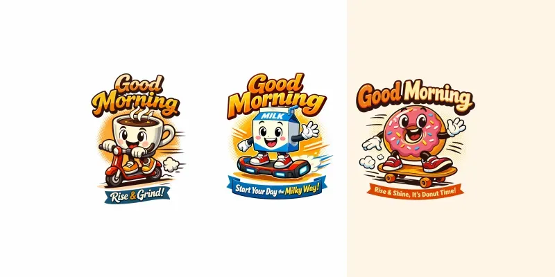 Cute Morning Cartoon Designs generated by undefined