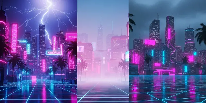 Vaporwave Neon Cityscape Generators generated by undefined
