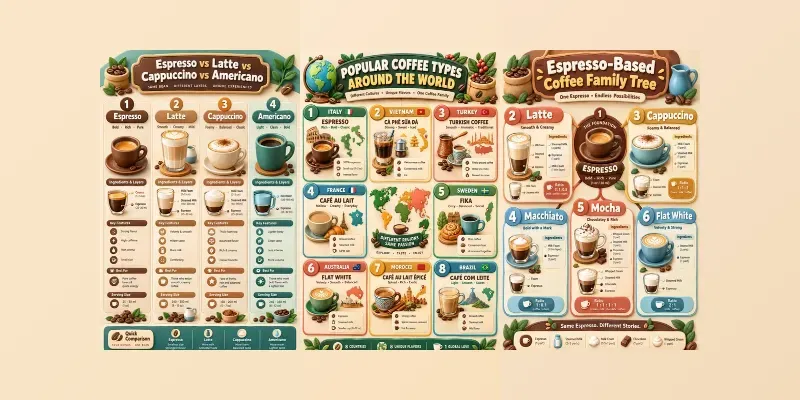 3D Coffee Types Infographics