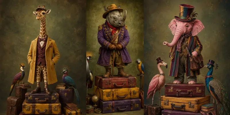 Whimsical Vintage Travelers generated by undefined